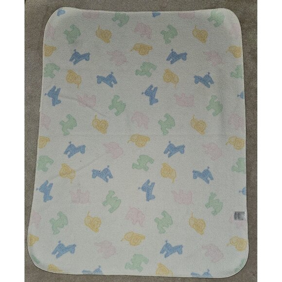 VTG 15582 Baby Blanket Pastel Animals Camel Lion Elephant Zebra Springs Ind RARE - Picture 7 of 10